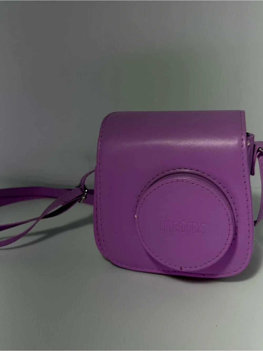 Instax Purple Camera w/Faux Leather Case & Strap